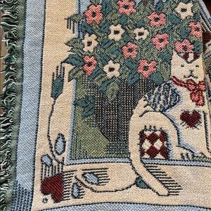 10. Lg Happy Home Cat Tapestry Blanket - As Is